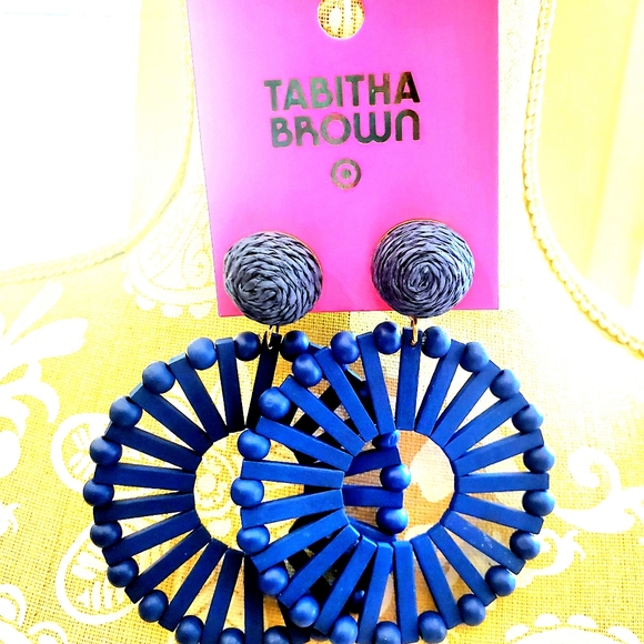 **LAST PAIR** NEW Tabitha Brown Blue Circular Round Earrings & FREE TAB MAG - Picture 2 of 8